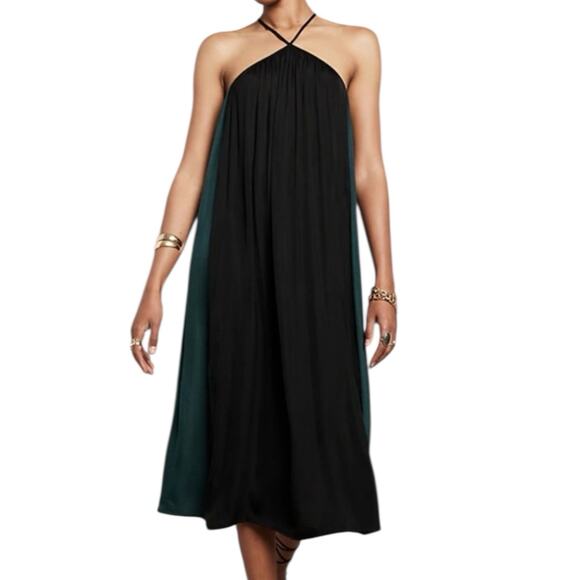 NWT Banana Republic Dress Satin Colorblock Halter Drapey Shift Dress Small - Picture 1 of 11
